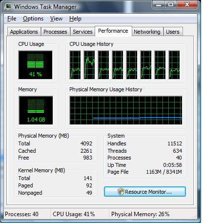 Vista Hard Drive Memory Usage